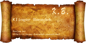 Klinger Benedek névjegykártya