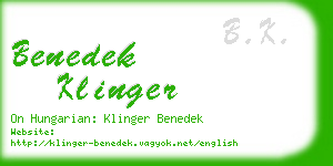 benedek klinger business card